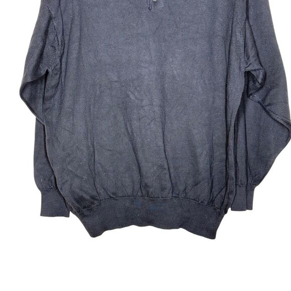 Mondo Uomo Black Long Sleeve 3 Button Sweater Size L Collared Made In Italy - Picture 3 of 9